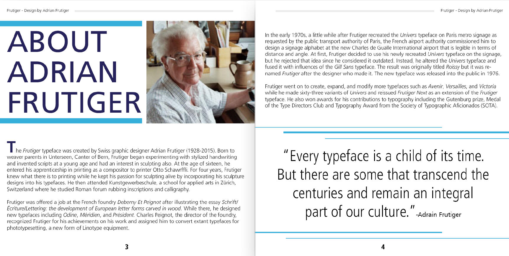 Frutiger Type Specimen Booklet